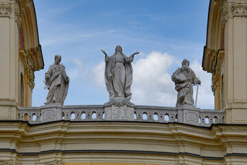 St Mary Church, Detail of the facade, Kalocsa, Hungary