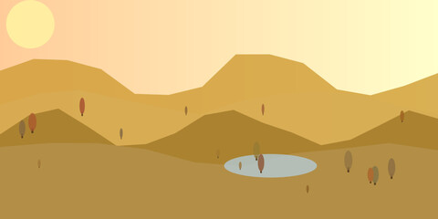 Desert landscape with oasis