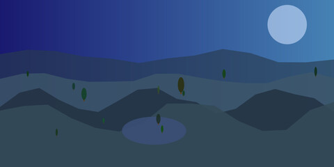 Serene nighttime desert landscape © amenagraphics