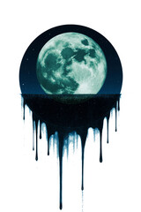 Abstraction of the moon in black paint on a transparent background.