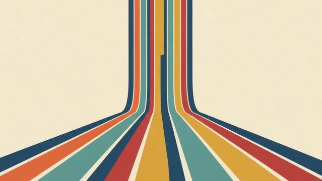 Vibrant multicolored road stretching into distance on beige background