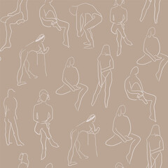 Seamless pattern with sketches of people in hand drawn style.Element for decoration design print background backdrop wrapping wallpaper banner textile