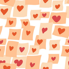 Seamless pattern with hearts on paper in doodle style. Element for decoration design print background backdrop wrapping wallpaper banner textile