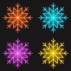Glowing snowflakes, isolated vector illustration.