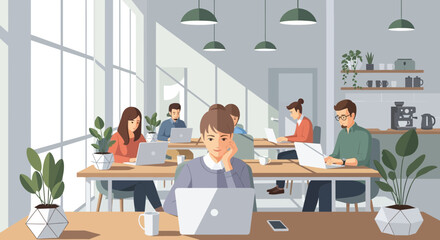 Fototapeta premium Teamwork and collaborative workspace in a modern office promoting innovation and productivity with