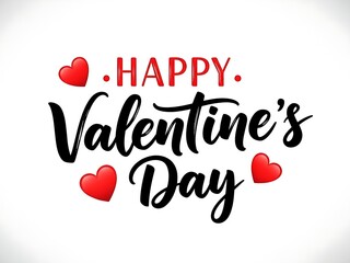 Professional holiday graphic displaying a festive Valentine's message with stylish cursive typography and decorative red hand-drawn heart shapes.