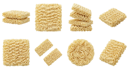 Instant Ramen Noodles Collage - Various Shapes and Stacks