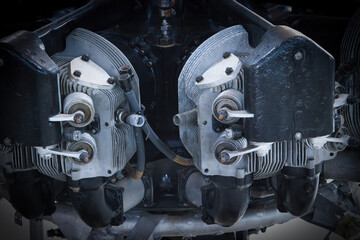 detail of old aeroplane radial engine