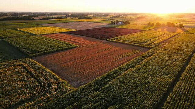 Colorful farmland at sunset