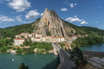 Sunset and Night View of Sisteron Old Town, France