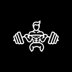 Illustration of a Muscular Man Lifting Weights.