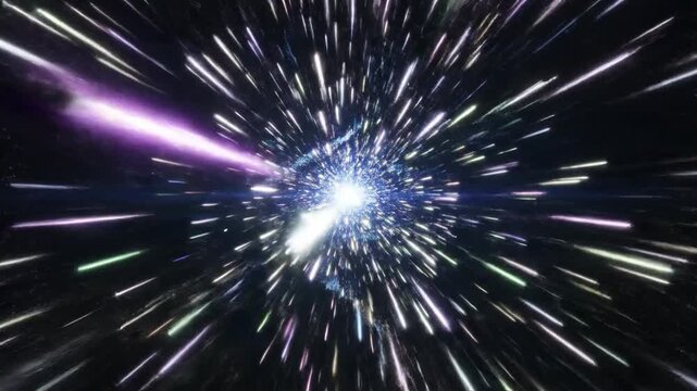 Warp speed flight through galaxy space journey abstract simulation