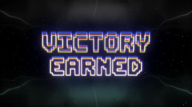 Victory earned Neon text with retro background