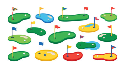 Minigolf course elements collection playing leisure game