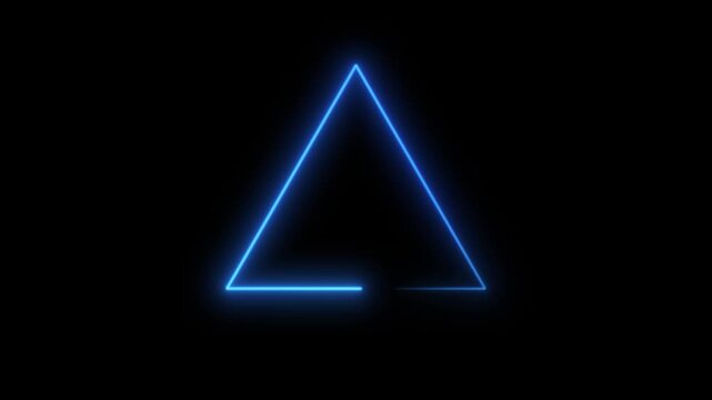 A glowing blue neon Right triangle frame on a black background. Modern futuristic light border design suitable for video  gaming intros, technology visuals, and digital motion graphics project