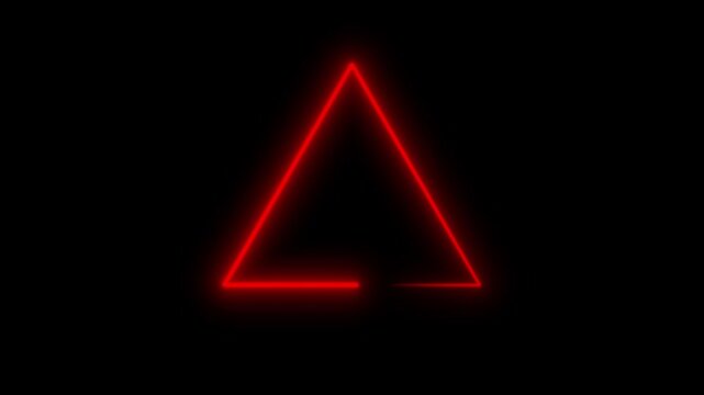 A glowing red neon Right triangle frame on a black background. Modern futuristic light border design suitable for video overlays, gaming intros, technology visuals, and digital motion graphics project