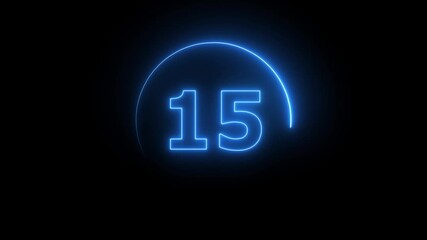 20 second countdown timer animation, neon number text glowing from 20 to 0, with attractive circle animation. Circle countdown timer 20 second animation graphics transparent background electric saber - Powered by Adobe