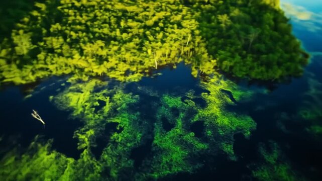 Green algae in still water