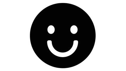 Fototapeta premium Simple Black Smiley Face Icon Expressing Happiness on an Isolated White Background.