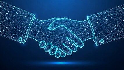 Digital Handshake Technology Concept for Business Partnership and Innovation