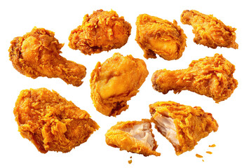 Crispy fried chicken pieces arranged