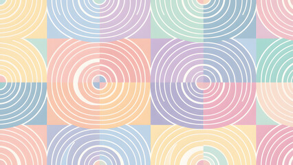 Pastel Rainbow Circular Geometric Pattern Seamless