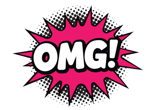 OMG comic speech bubble pop art cartoon expression with halftone effect