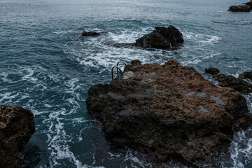 rocky coastline with sea view