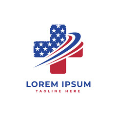 American medical service plus sign health care hospital logo sign modern minimal