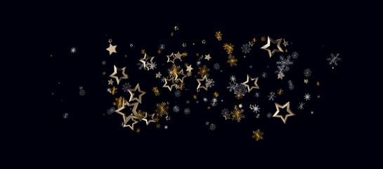 Elegant gold stars and snowflakes create a festive backdrop, perfect for Christmas or holiday greetings and desi © vegefox.com