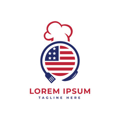 American restaurant logo design creative food business concept