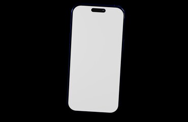 Modern smartphone blank screen display mockup on a black surface. Digital device for app presentations and onlin