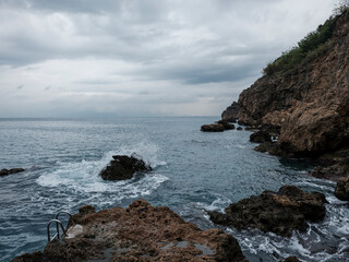 rocky coastline with sea view