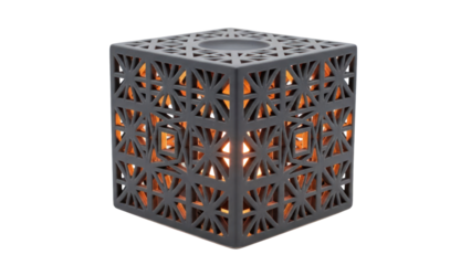 Decorative Geometric Lantern with Warm Glow, Isolated