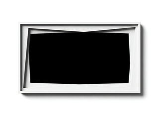 A white framed black polaroid photo with a shadow on a plain background
