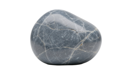 Smooth Grey Stone with Cracks Isolated on Transparent Background