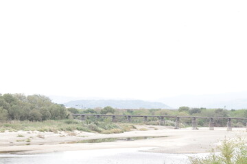 木津川と流れ橋の風景の写真