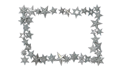 Sparkling Star Border Frame Isolated on Transparent Background
