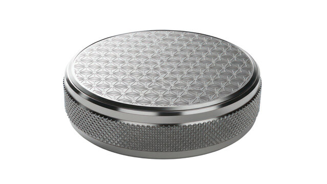 Silver Metal Knurled Knob Isolated on Transparent Background