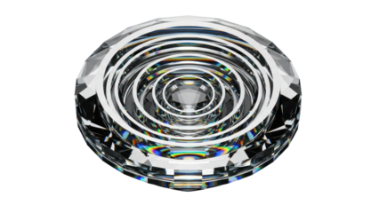 Abstract Crystal Lens with Concentric Rings isolated on transparent background