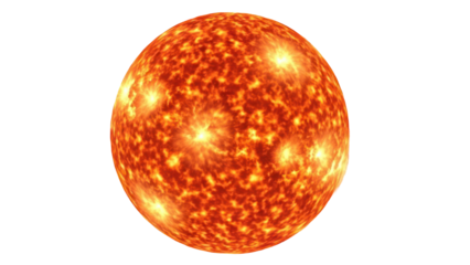 Fiery Sun isolated on transparent background