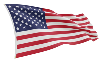 Waving American Flag Isolated on Transparent Background