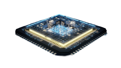Advanced Microprocessor Chip Isolated on Transparent Background