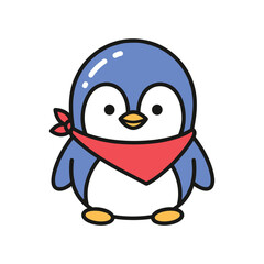 Obraz premium Cute Penguin Illustration with Red Scarf Vector Art