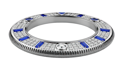 Luxury Watch Bezel with Diamonds and Sapphires isolated on transparent background