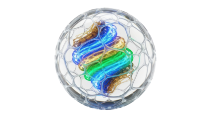 Abstract Energy Sphere with Glowing Strands Isolated