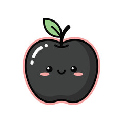 Obraz premium Cute Cartoon Black Apple Vector Illustration