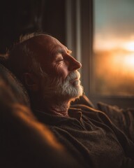 senior man peaceful recovery 