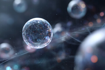 A cluster of bubbles with a web of lines connecting them