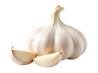 A single clove of garlic photographed on a white surface, great for food or cooking imagery